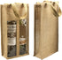 DIWNELEM 1 Pack Burlap Wine Gift Bags, Double Window Two Bottles Jute Bag for Wedding, Party Favors, Christmas
