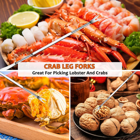 Seafood Crab Crackers and Tools - 21 Pcs Set with Crab Leg Crackers, Lobster Shellers, Seafood Scissors