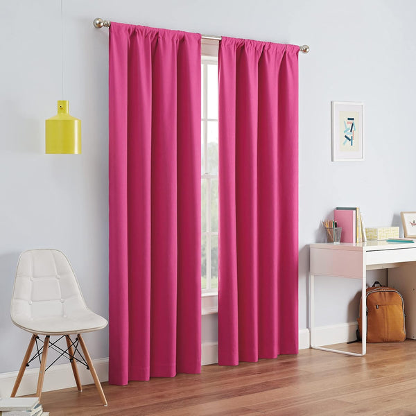 ECLIPSE Kendall Blackout Thermal Rod Pocket Window Curtain, 1 Panel, 42 x 54, Raspberry for Bedroom or Living Room