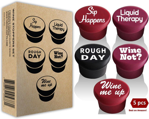 Funny Silicone Wine Stopper Set - Must-Have Wine Accessories, Airtight & Reusable