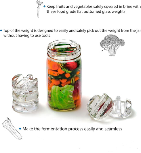 Trademark Innovations Glass Fermentation Pickling Jar Weights, Groove Grip Style, Set of 6