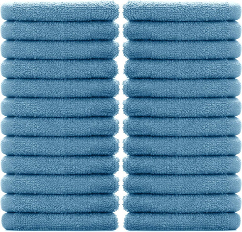 DAN RIVER 100% Cotton Washcloths, 24 Pack, Quick Dry Essential Towels for Bathroom, 12X12 in, Blue