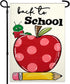 Welcome Back to School Garden Flag 12x18 Inch, Double Sided Love Heart Apple First Day Outdoor House Decoration