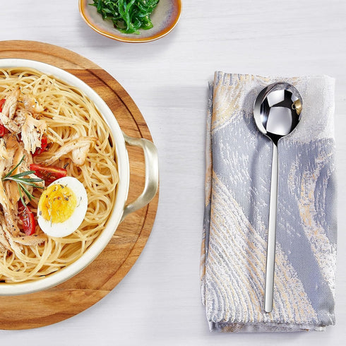 KEAWELL Premium Korean Soup Spoons, Set of 4, 18/10 Stainless Steel, Dishwasher Safe (Plain)