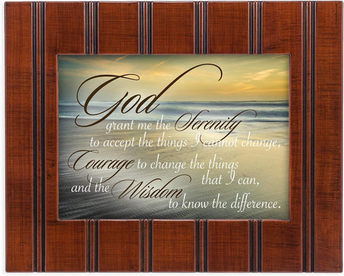 Cottage Garden Serenity Prayer Ocean Waves Wall Plaque Sign, 8x10 Woodgrain Framed Art