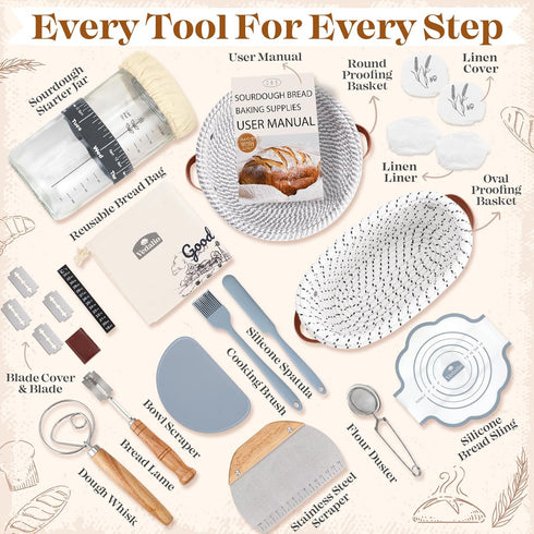 VEDALIO Sourdough Starter Kit, Sourdough Bread Baking Supplies, Sour Dough Starter Kits, Sourdough Tools for Modern
