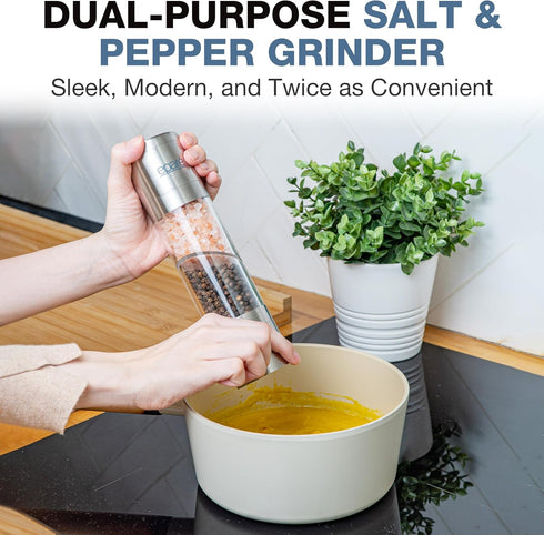 Eparé 2 in 1 Salt and Pepper Grinder Combo - Manual Dual Grinder for Kitchen Use, Stainless Steel