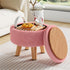 WBKATN Pink Storage Ottoman Foot Rest, Small Sherpa Ottoman with Storage, Cute Round