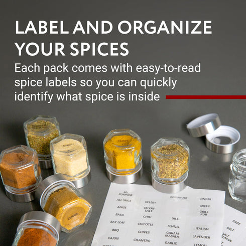 Pack 15-1.74 Oz IMPRESA Hexagon Magnetic Spice Jars - of Strong Magnetic Seasoning Containers - Space-Saving Honeycomb