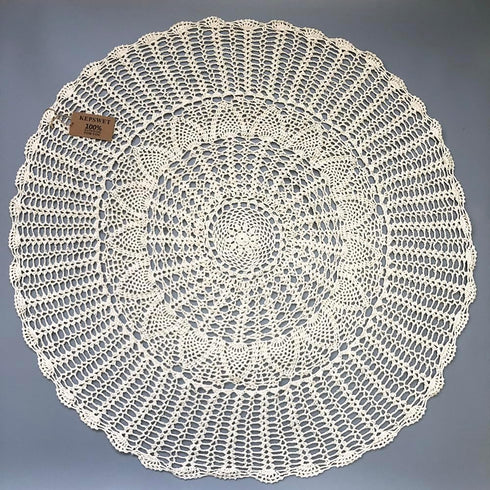 KEPSWET 36 inch Round Sunflower Beige Handmade Crochet Lace Tablecloth Doily