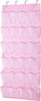 MISSLO Kids Shoe Organizer, Pink Room Decor, 24 Large Mesh Pockets, Over the Door Hanging Storage for Toddler Girl