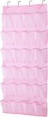 MISSLO Kids Shoe Organizer, Pink Room Decor, 24 Large Mesh Pockets, Over the Door Hanging Storage for Toddler Girl
