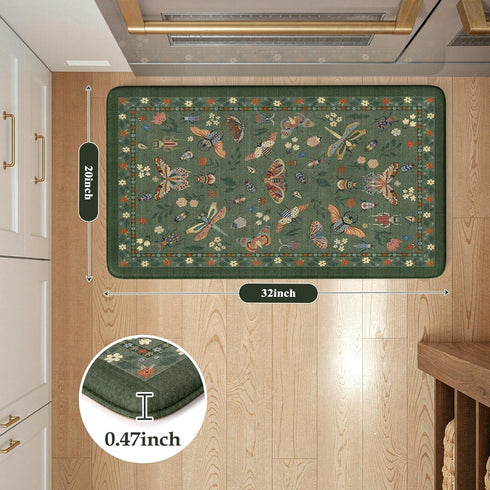 20''x31'', Set, LEEVAN Anti Fatigue Mats for Kitchen Floor Non-Slip, Cushioned Kitchen Mats for Floor Green Memory Foam