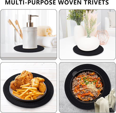 Trivets for Hot Dishes, 7 Inch Hot Pads, 5 Pcs Cotton Table Protector Mats with Storage Basket for Kitchen