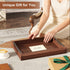 WBKATN 17 Inch Acacia Wood Ottoman Tray for Living Room, Wooden Serving Tray with Metal Handles, Large Serving Trays