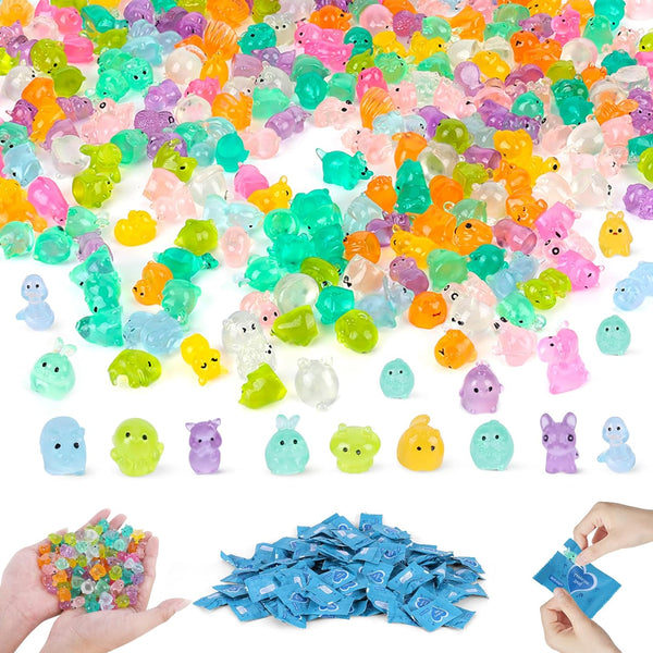 300 pcs Mini Resin Animals Blind Bags, Tiny Glow in The Dark