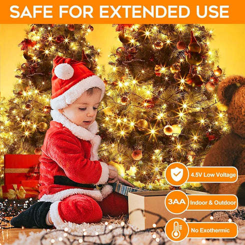 16Ft 100LEDs 8 Christmas Lights Battery-Powered,Mimi Globe Lights Modes,Indoor Outdoor Cluster String Lights