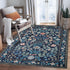 5x7 Blue,5'x7' YIHOUSE Blue Area Rug, Washable Bedroom Rug Floral Non Slip Soft, Colorful Flower Throw Carpet