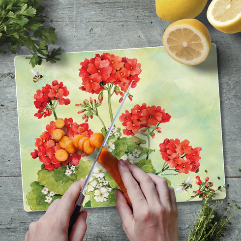 CounterArt Nature's Grace Tempered Glass Cutting Board, 10” x 8”, Heat Tolerant, Dishwasher Safe