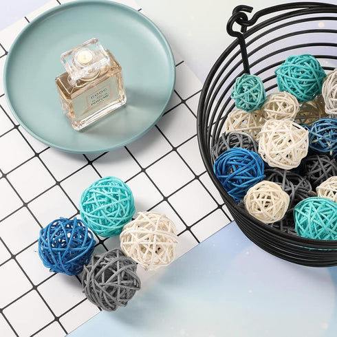 72 Pcs Wicker Rattan Decorative Balls, Centerpiece Fillers for Spring Summer Craft, Wedding Party, Potpourri Decor