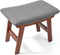 BAMBOO LAND- Bamboo Foot Stools Ottoman, Gray Cushion & Brown Wood Legs,