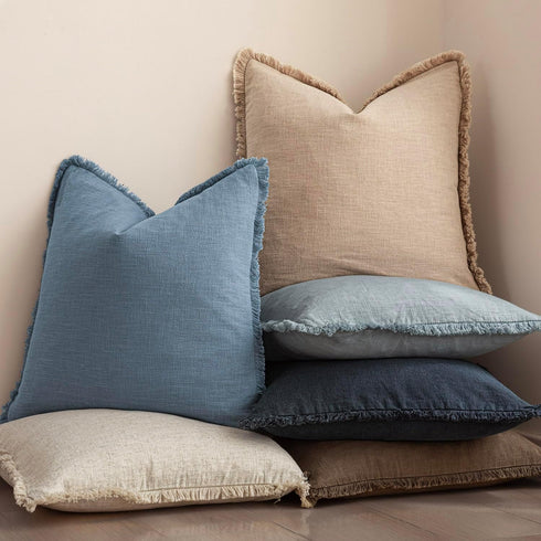 Cozy 2020 Inch,1PC,Misty Foindtower Decorative Linen Fringe Throw Pillow Covers Boho Farmhouse Cushion Cover