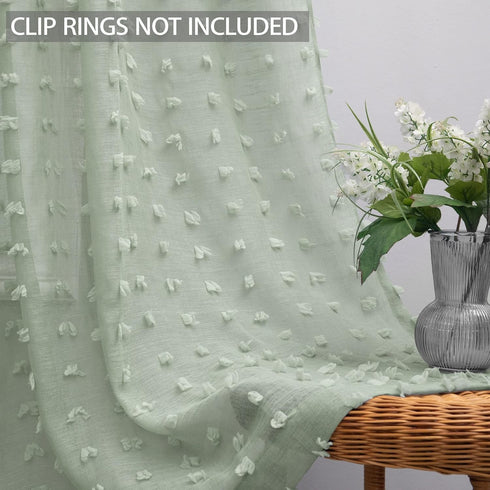 2 84 Inches Pocket,52x84 KOUFALL Panels Boho Curtains Long for Living Room Bedroom Sage Green Decor Pom Pom Design