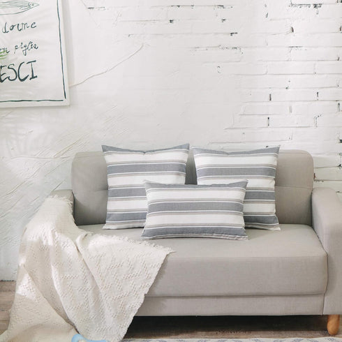 2 Pack Multicolor Stripe Euro Pillow Case, Soft Linen Square Decorative Throw Cushion Cover, 26" x 26"