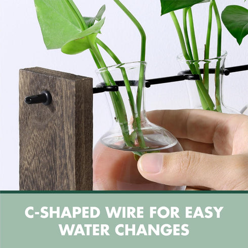GARDEN REPUBLIC Plant Propagation Station, Wooden Stand with Propagation Tubes, Hanging Plant Glass Tubes Station