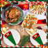 Hiboom 50 Pcs Christmas Cutlery Holders, Elf Hats Non Woven Fabric Silverware Storage Bag for Table Flatware