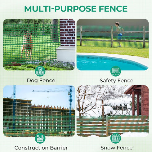 4'x50'/7.5LB Ohuhu Plastic Garden Fence Safety Fence, Reusable Netting Plastic Mesh Fence Roll, Temporary Fencing