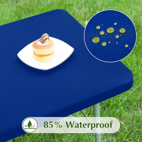 2 Pack 20X30 Inch Rectangle Fitted Tablecloth Stretch Spandex Patio Table Cover Blue Washable Table Cloth Elastic Table