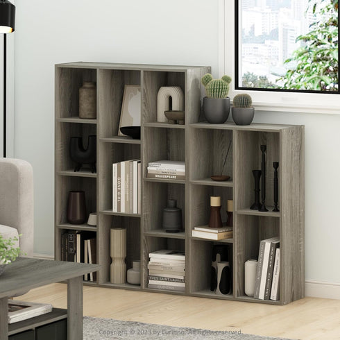 Furinno Luder 5-Cube Reversible Open Shelf, French Oak Design