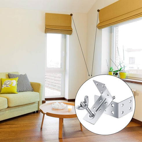 Roman Shade Wall L Bracket and Wingnut Ceiling or Wall Mount Brackets for Roman Shade Home Window Drapery (8)