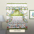 Printed Cottage Window Curtain Set - 57 Inch Width, 24 Inch Length - Green Butterflies - Polyester Soft Treatment