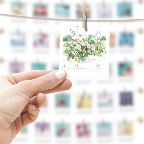 BIZYAC Hanging Photo Display Room Wall Decor - Sculptural Picture Frames Collage with 30 Clips