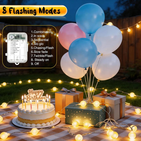 1 Pack 23 50 8 Enhon ft LED Battery Operated String Lights, Globe Starry Fairy Lights, Modes, Plug in with Timer
