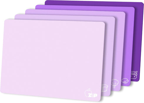 ZVP Set of 5 Flexible Plastic Cutting Boards, Gradient Color, Non-Slip, BPA Free, Dishwasher Safe, 15x12 Inch, Purple