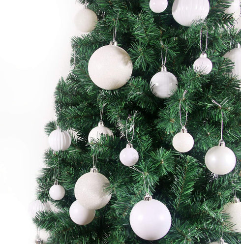 Set of 24pcs White 2.5" Shatterproof Christmas Balls Ornaments for Holiday, Birthday, Halloween, Wedding Decorations