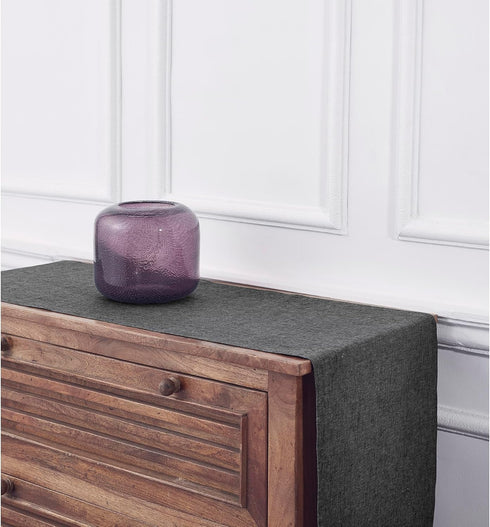 Solino Home Athena Linen Table Runner, 100% Pure Linen Charcoal Grey, 14 x 120 Inch, 120 Inches Long for Dining,