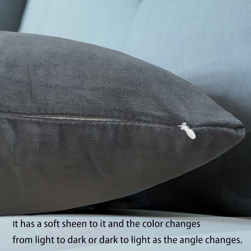 Aitliving Pack 2 12x20" of Cotton Velvet Decorative Velvet Accent Lumbar Throw Pillowcases Slate Grey Soft Solid Both