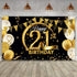 Birthday Party Decoration Extra Large Fabric Black Gold Sign Poster for Anniversary Photo Booth Background, 72.8 x 43.3