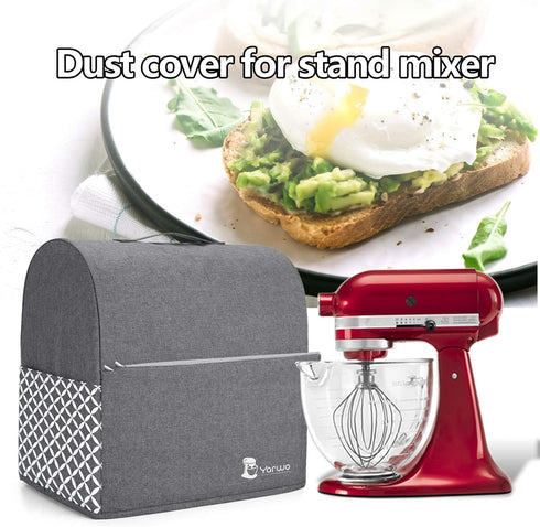 Yarwo Stand Mixer Cover Compatible with 4.5 qt and All 5 qt KitchenAid Mixer, Protective Dust Cover with Pockets, Gray