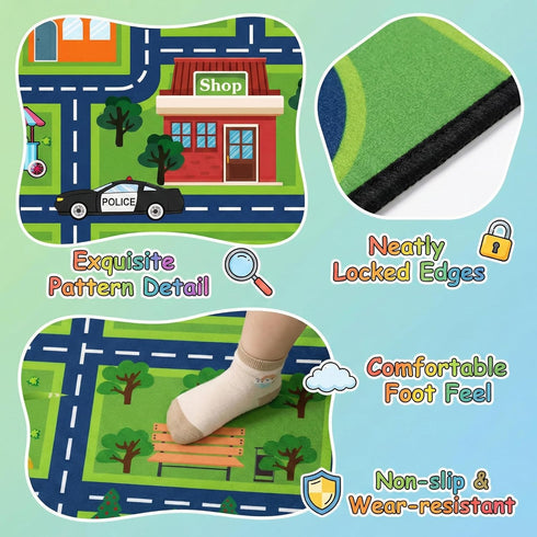 4.5x6 Kids Car Rug Play Mat Feet City Life Road Traffic Track Carpet for Boys Bedroom Playroom Non Slip Floor Area Rugs