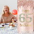 65th Birthday Decorations Door Banner for Women, Pink Rose Gold Happy 65 Birthday Backdrop Party Supplies