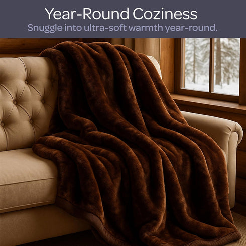 91x81 7.8lb Bedford Home Faux Fur Throw Blanket - Oversized Soft Mink-Style, Machine-Washable Bedding - Heavy Throw