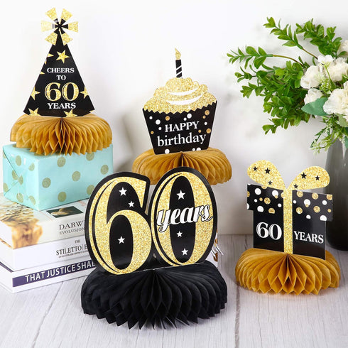 8 Piece 60th Birthday Decoration, Centerpieces and Table Toppers for Sixty Years Party Favors