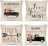 Hlonon Valentines Day Pillow Covers - Set of 4 18 x 18 Inches Red Heart Truck and Love Arrow Decor