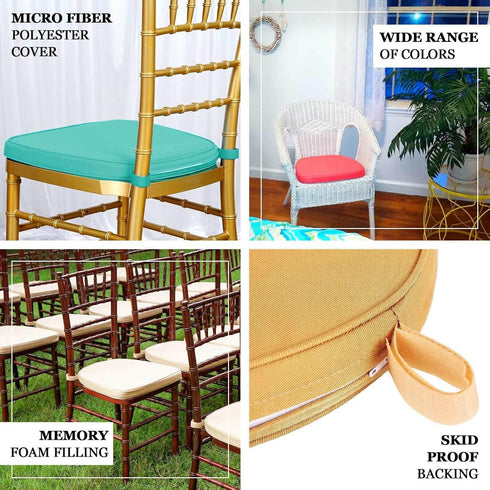 2" Efavormart Dusty Sage Green Chiavari Chair Pad, Memory Foam Seat Cushion with Ties and Removable Cover Thick