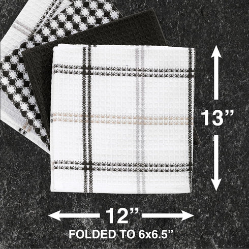 T-FAL Premium Waffle Dish Cloths, 100% Cotton, 12"x13", 4-Pack, Neutral